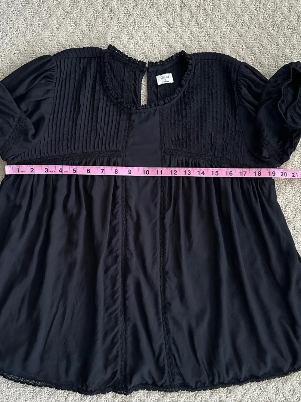 Aritzia Wilfred Wallflower Blouse Black Medium Romantic Relaxed Flowy Babydoll - Picture 10 of 10